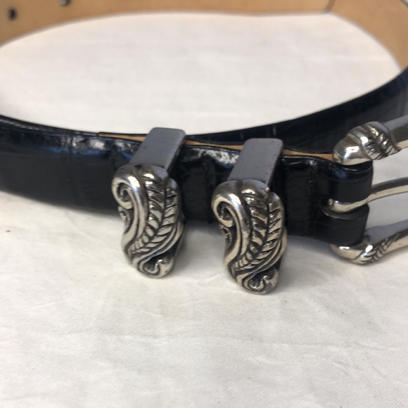 BILL ADLER STUDIO black genuine full grain leather women’s belt. Size Medium. - Picture 4 of 13